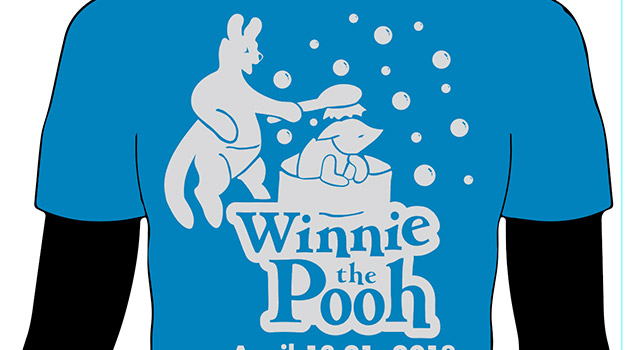 Winnie the pooh graphic designed t-shirt with Kenga giving Piglet a bath