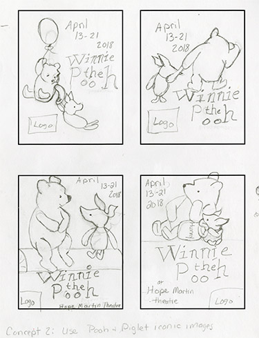 Four thumbnails of the iconic relationship between Winnie the Pooh and Piglet