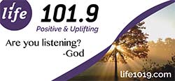 Completed billboard design for 101.9 with a tree as the image and message of are you listening from god